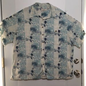 Hawaiian Tropical Print Shirt MENS SZ 2X Blue